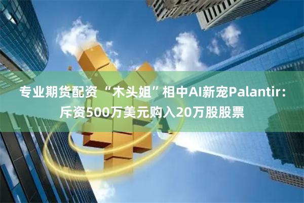 专业期货配资 “木头姐”相中AI新宠Palantir：斥资500万美元购入20万股股票